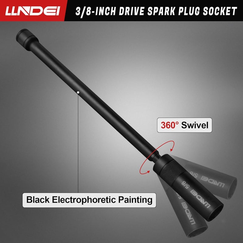 LLNDEI 5/8" Swivel Magnetic Spark Plug Socket, 360 Degree Spark Plug Socket 3/8" Drive 11" Length, Strong Magnetic Grip Swivel Sockets for Efficient Changes, CR-V Steel - Image 4